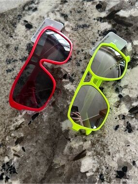 2 Pair Brand new  Neon Green and Red Men's Sunglasses